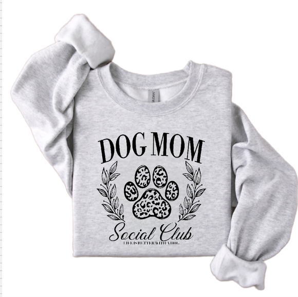 Dog mom crewneck sweatshirt long sleeve shirt popular dog mama social club - Picture 1 of 1